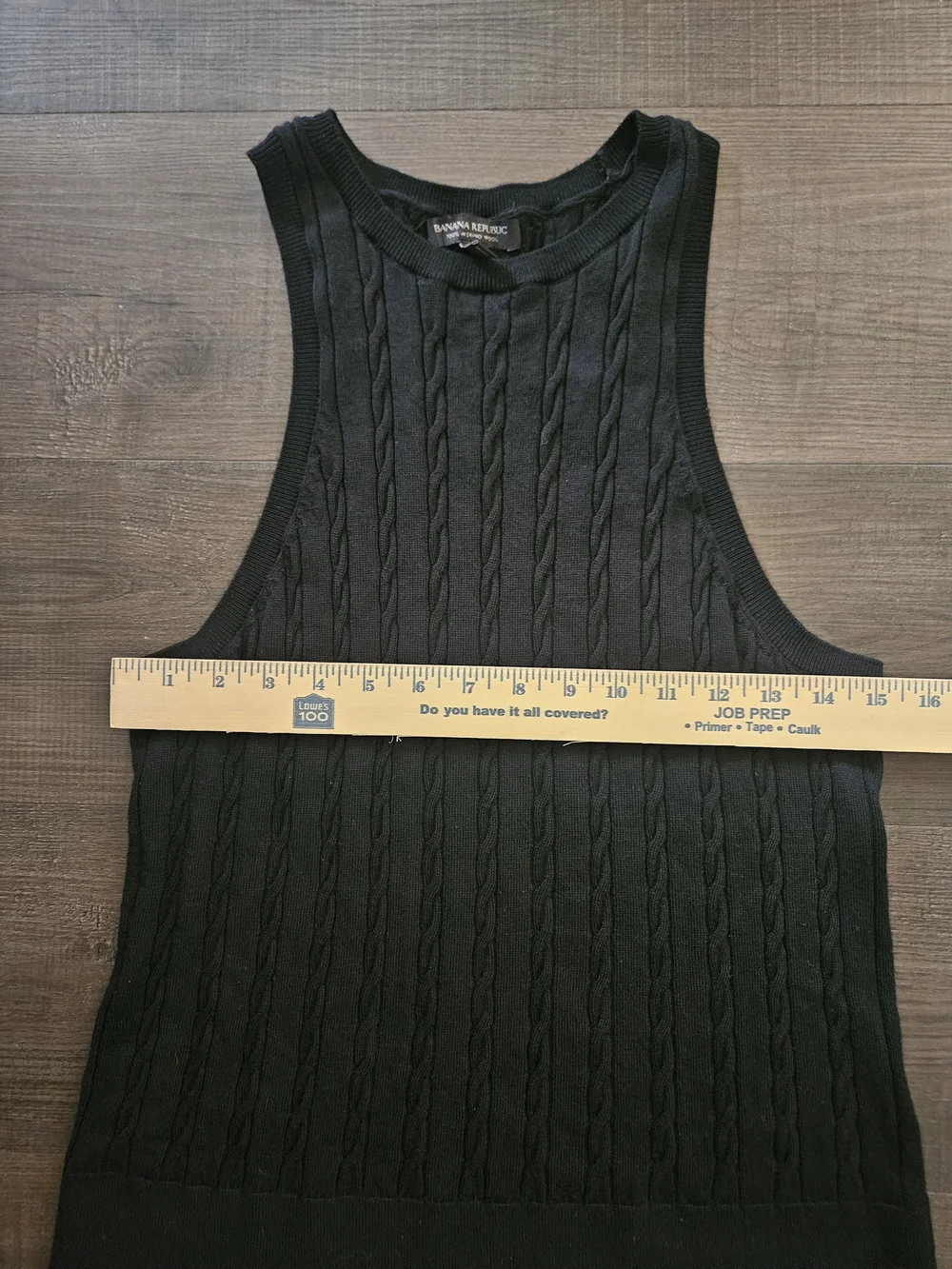 Banana Republic 100% Merino Wool Cable-Knit Sweater Tank Vest - Black Size XL